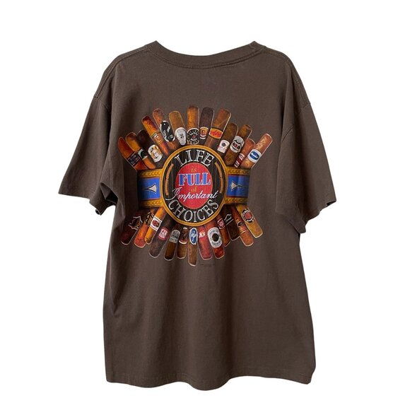 Vintage Life Is Full Of Important Choices Cigars Graphic T-Shirt Brown Size XL - Picture 9 of 9